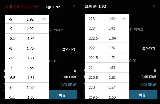 농구 배팅 정리 - 핸디캡,언오버,실시간배팅 설명